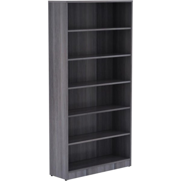 Lorell Weathered Charcoal Laminate Bookcase Charcoal Gray - 72 x 36 x 12 in. LLR69565 - main